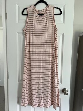 Old Navy Sleeveless Blush Pink Striped Maxi Dress